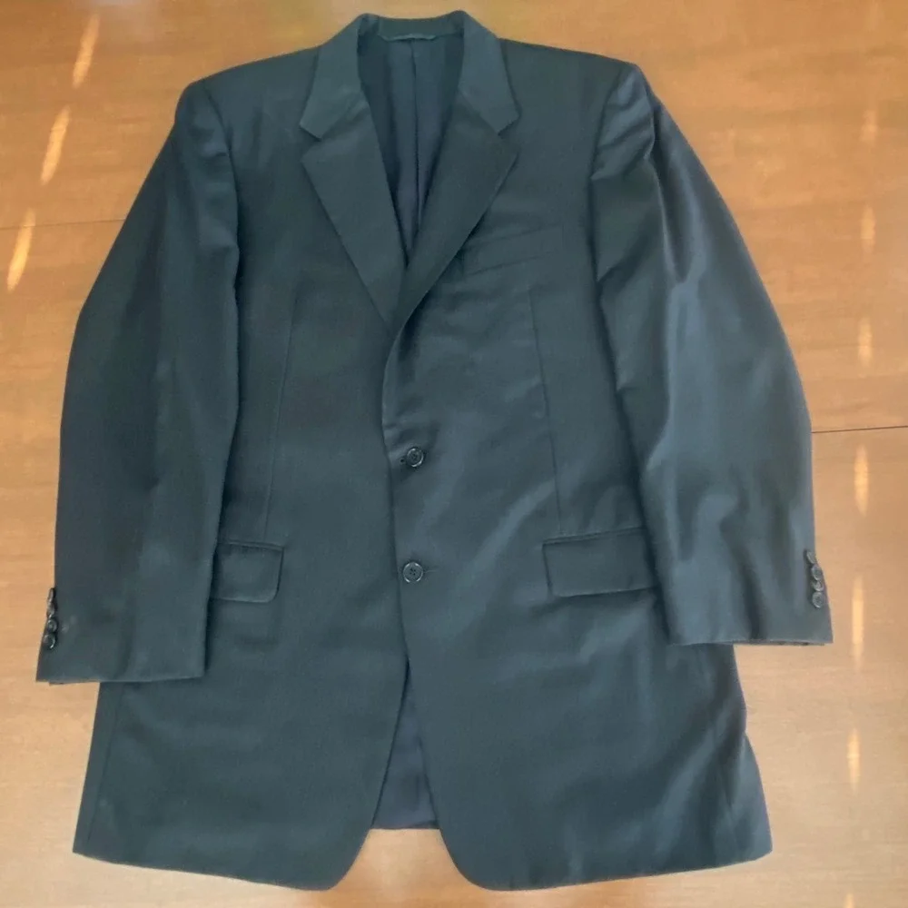 Hickey Freeman Loro Piana‎ Super 120s Wool Suit Mens 43L Black Boardroom  36x30